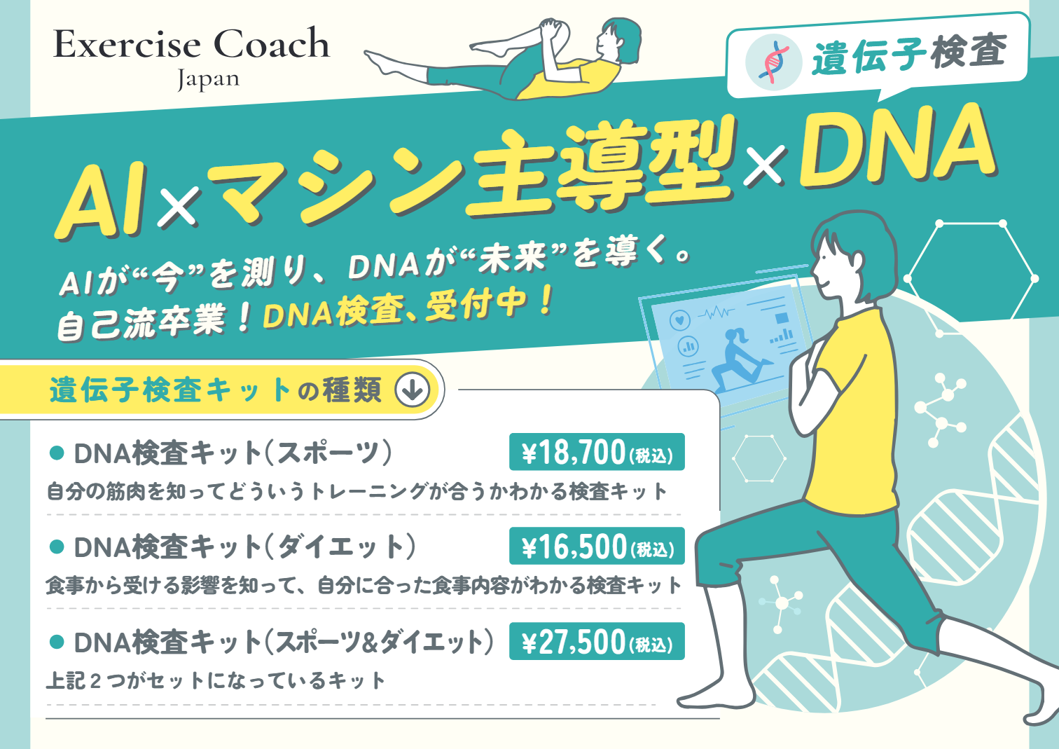 遺伝子検査キット、販売開始！！