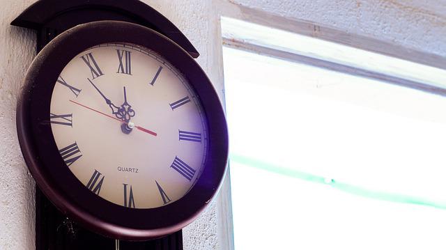 壁に掛けられたアナログの時計