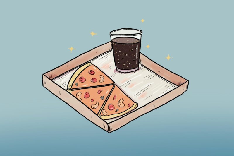 コーヒーとピザです